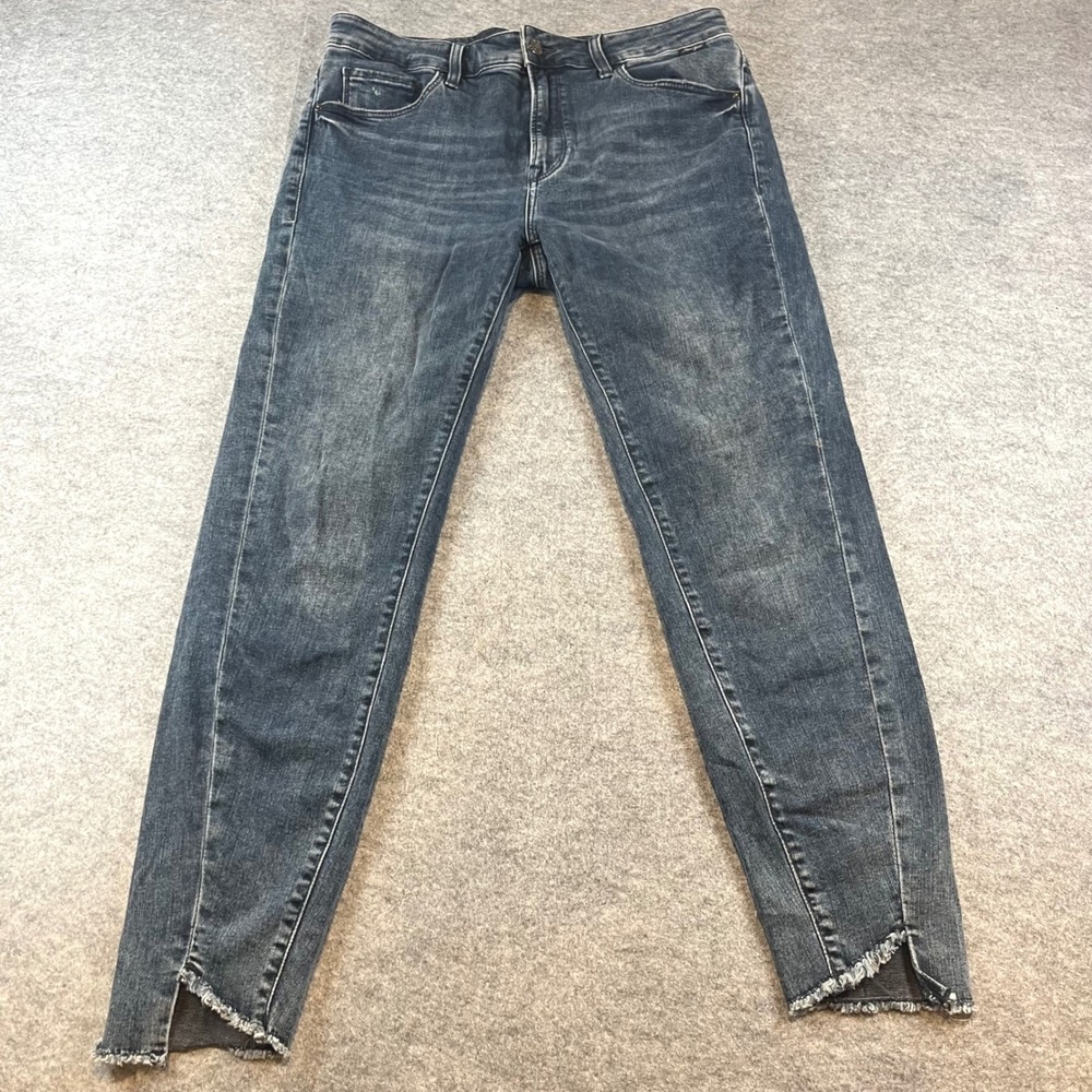 Mavi Gold Womens Tess Twisted Dark Wash High Rise Skinny Jeans Raw Hem 30x26.5